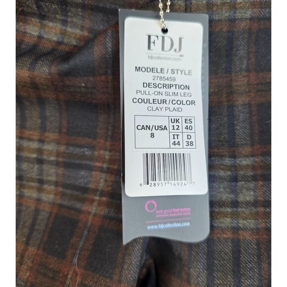 French Dressing Size 8 Pull-On Slim Leg Plaid Jeans Clay Preppy Academia NWT - Picture 5 of 11